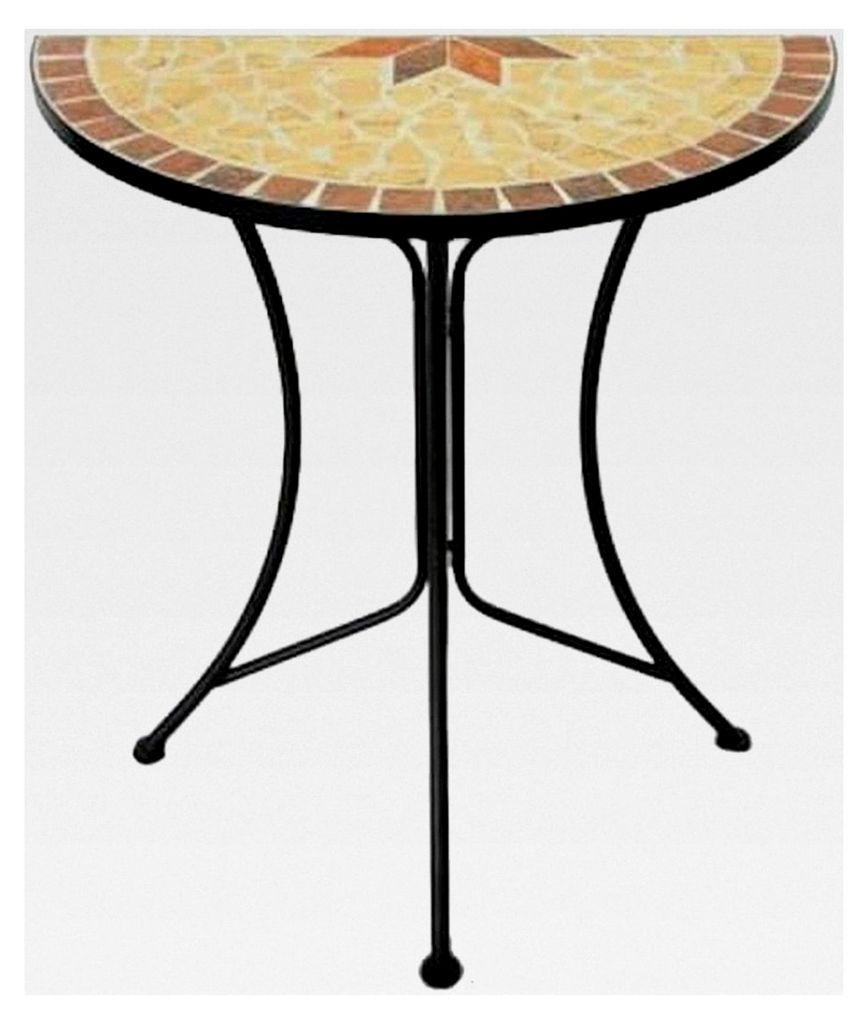 Beistelltisch aus Metall mit Mosaikplatte - halbrund - Gartentisch für Balkon