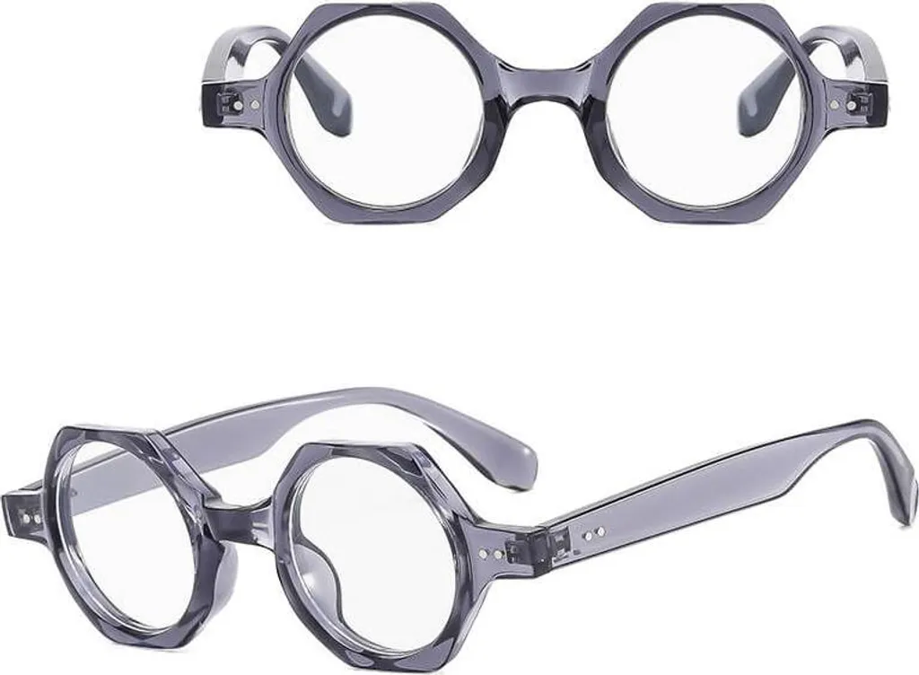 Lunettes d'intello unies transparentes à reflets miroir argenté 14cm