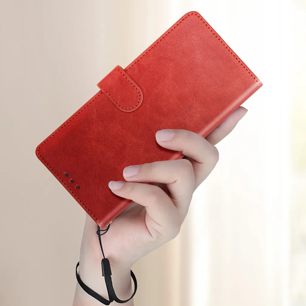 Oppo A58 Custodia Avizar Rossa con Laccetto - Portafoglio e Stand - 6