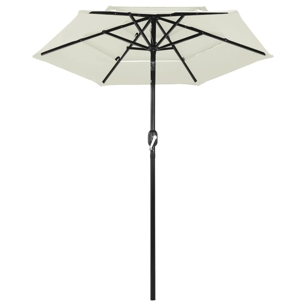 Parasol de jardin mât aluminium 3 niveaux sable 2m pour votre terrasse