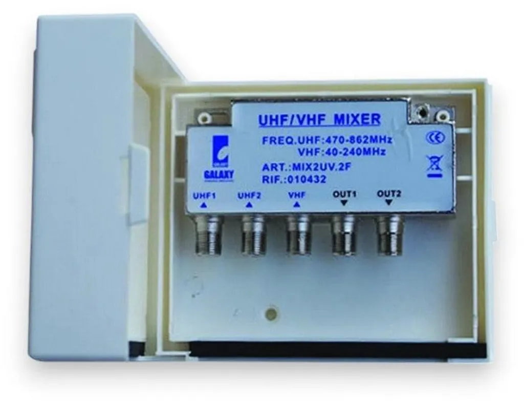 Mélangeur de mât compact 60 mm - Coupleur étanche VHF 2xUHF 2 sorties