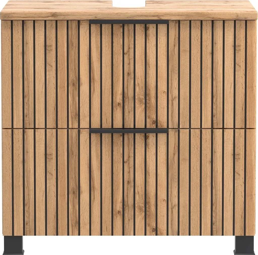 Cache-siphon et meuble de rangement chêne Wotan Nizza pour salle de bain