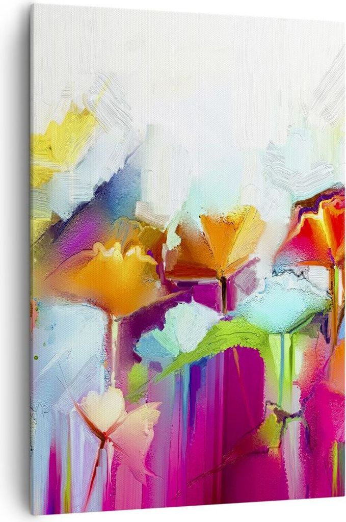 Bild auf Leinwand - Leinwandbild - Einteilig - Blumen Wiese Sommer - 70x100cm - Wand Bild - Wanddeko - Wandbilder - Leinwanddruck - Wanddekoration ...