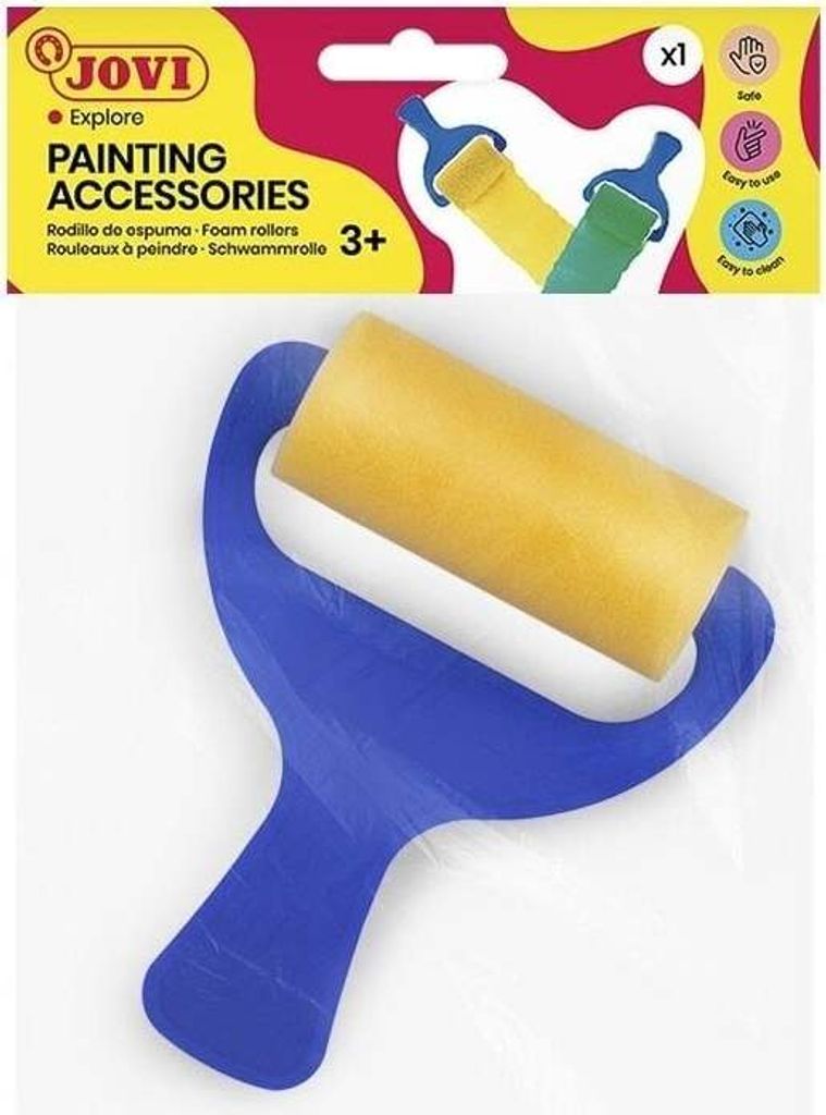 Jovi Farbroller aus Schaumstoff, 73mm Breite, für große Flächen und Fingerfarben