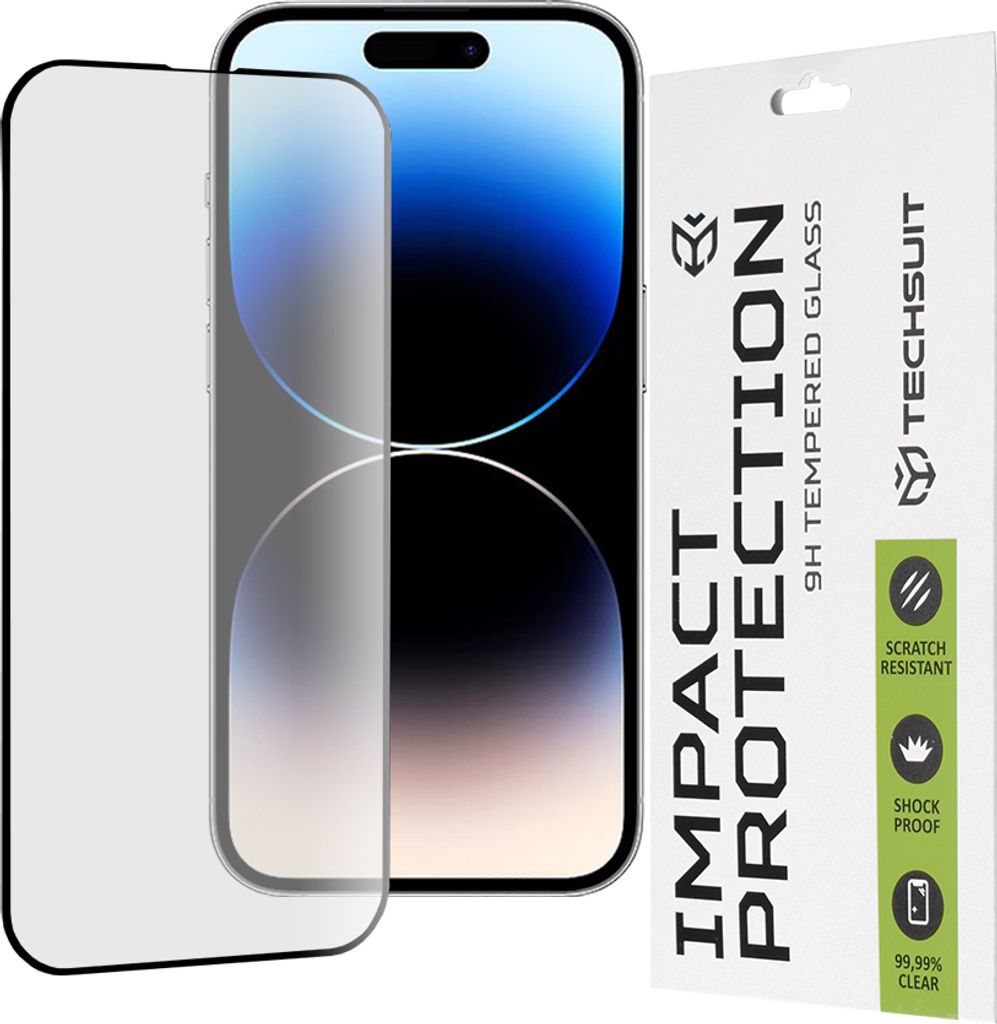 Techsuit Full Cover Impact Protection Displayschutzfolie für Apple iPhone 14 Pro - Schwarz