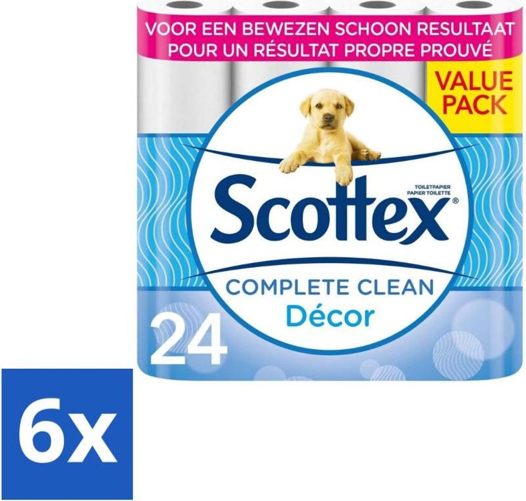 Scottex Toilettenpapier - 2-lagig - 24 Rollen - Vorteilspack - 6 Stücke