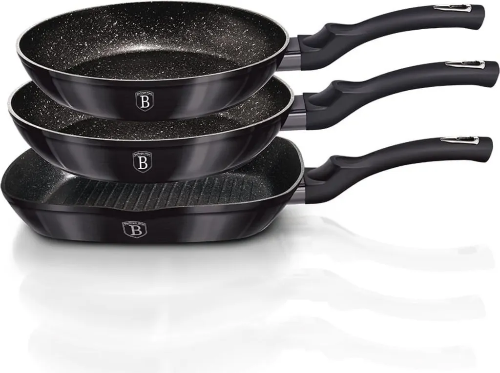 Berlinger Haus BH-6904 Carbon Pro - Set 3 Padelle Antiaderenti Granito