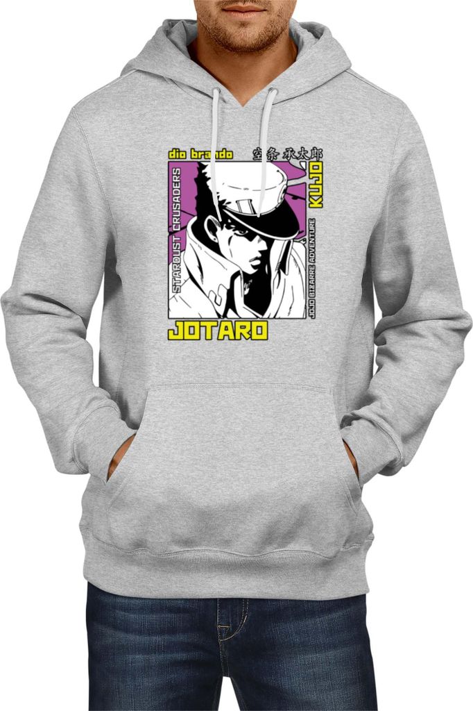 Herren Kapuzenpullover Manga Japan Anime Comics Animation Jojo Bizzare Adventures Brando, Man M / Grau