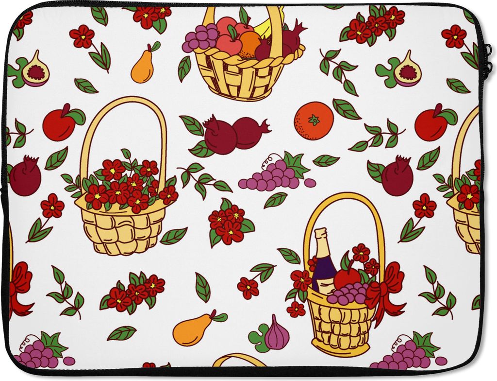 MuchoWow Laptop Hülle 15 Zoll Korb - Obst - Muster Laptoptasche - Laptoptasche - Sleeve - Rundum-Schutz