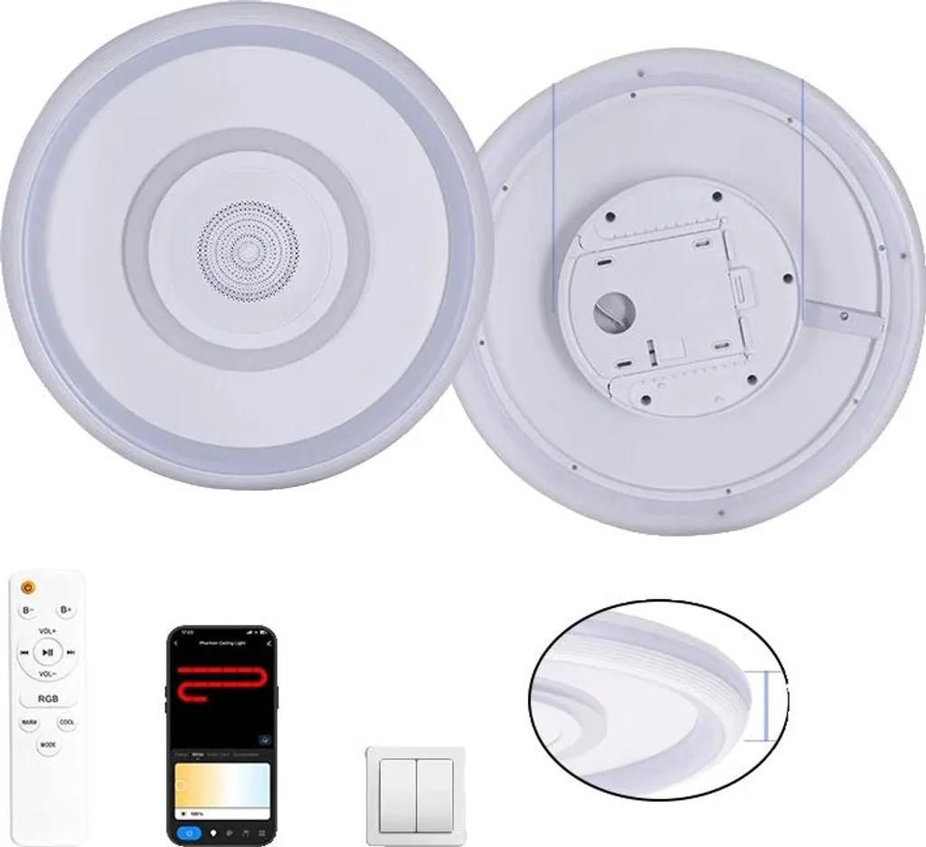 Plafonnier LED Intelligent 48cm à Intensité Variable pour Salon Moderne