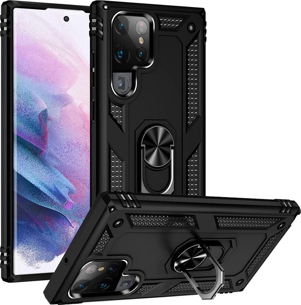Armor Shield Handyhülle für Samsung Galaxy S23 Ultra Hülle Ultra Hybrid Case Handy Schutzhülle, Schwarz
