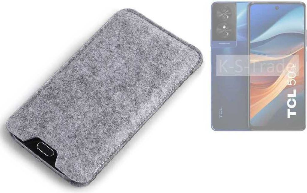 K-S-Trade Filz Handyhülle kompatibel mit TCL 50 SE Schutzhülle Filztasche Filz Tasche Case Sleeve Handy Hülle Filzhülle grau