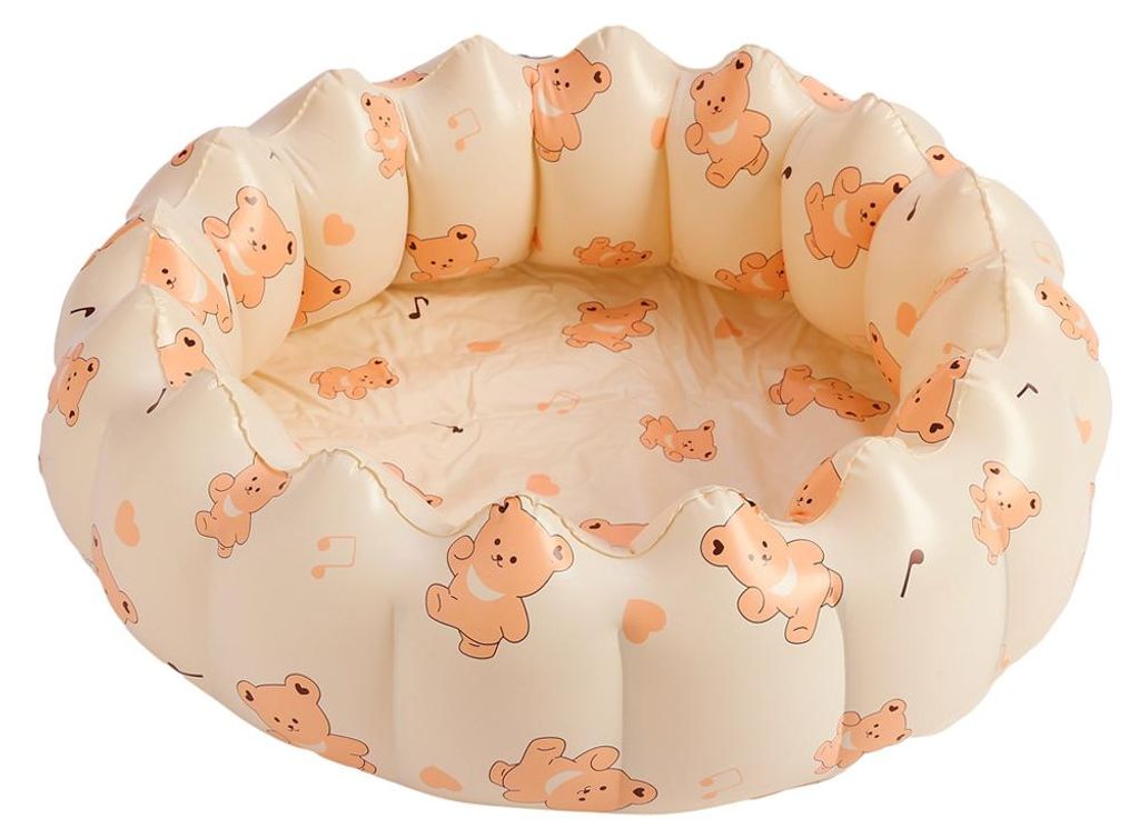 Aufblasbarer Kinderpool & Bällebad, Indoor Spielpool aus PVC, Planschbecken für Kinder ab 3 Jahren, 120cm, Bär