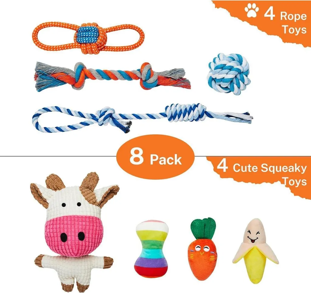 Set Giocattoli Toozey per Cani Piccoli: 8 Pezzi Resistenti e Divertenti - 2