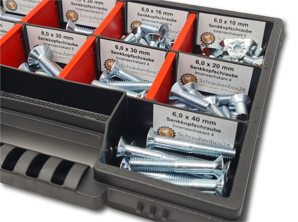 Senkkopfschrauben Sortiment M6-M8 // 10mm-40mm 105 tlg. Produktbild 2