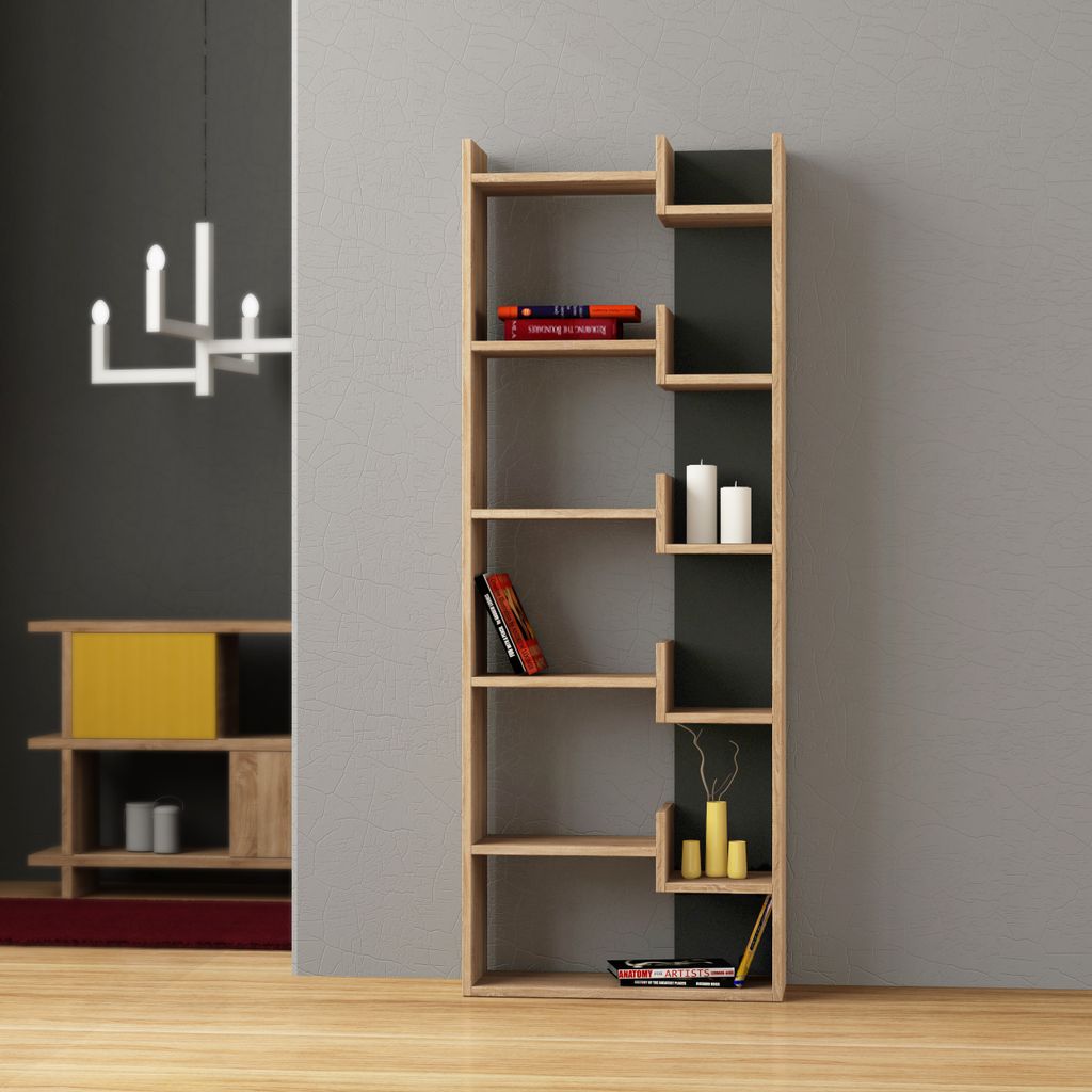 DECORTIE Oppa Modernes Bücherregal Display Unit , Eiche - Produktbild 