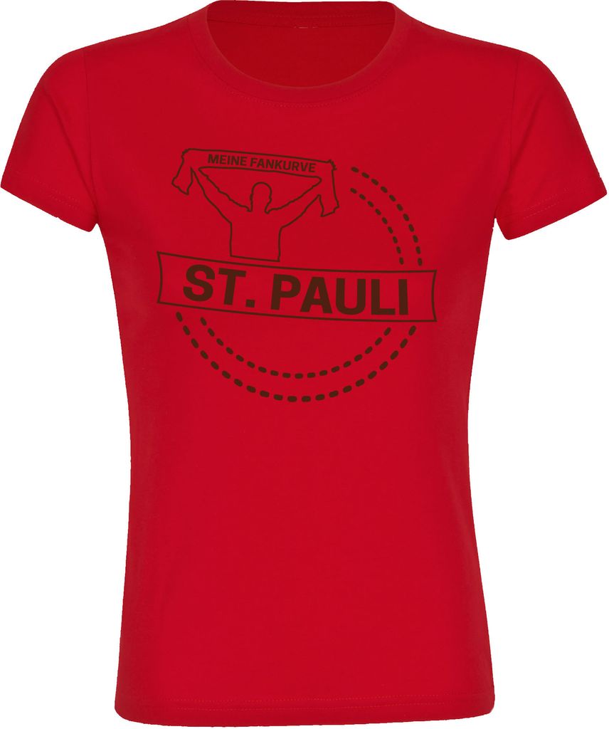 multifanshop Damen T-Shirt - St. Pauli - Meine Fankurve, rot, Größe 3XL