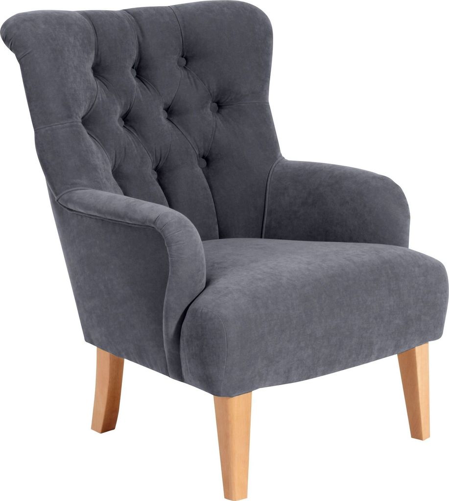 Sessel Kaiya Bezug Veloursstoff Buche natur / anthrazit 21233