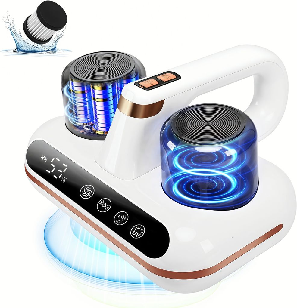Handstaubsauger, 5-in-1 Matratzenstaubsauger mit LCD-Display, 16 KPa Matratzensauger, entfernt 99,9 % der Allergene aus Matratzen, Betten, Sofas, W...
