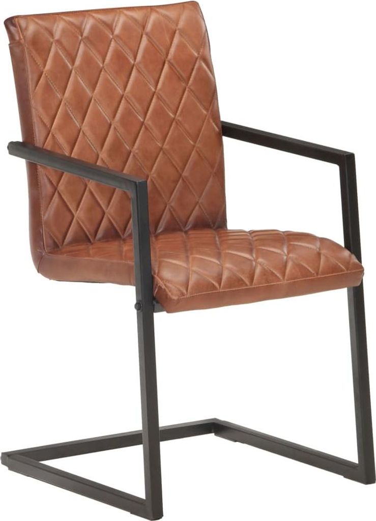 vidaXL Freischwinger 2 Stk. Braun Echtleder