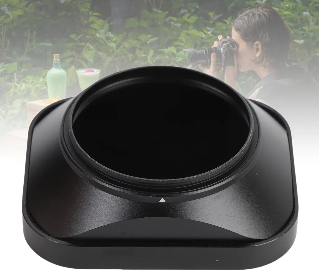 Pare-soleil d'objectif 46mm rigide en métal noir avec bouchon inclus