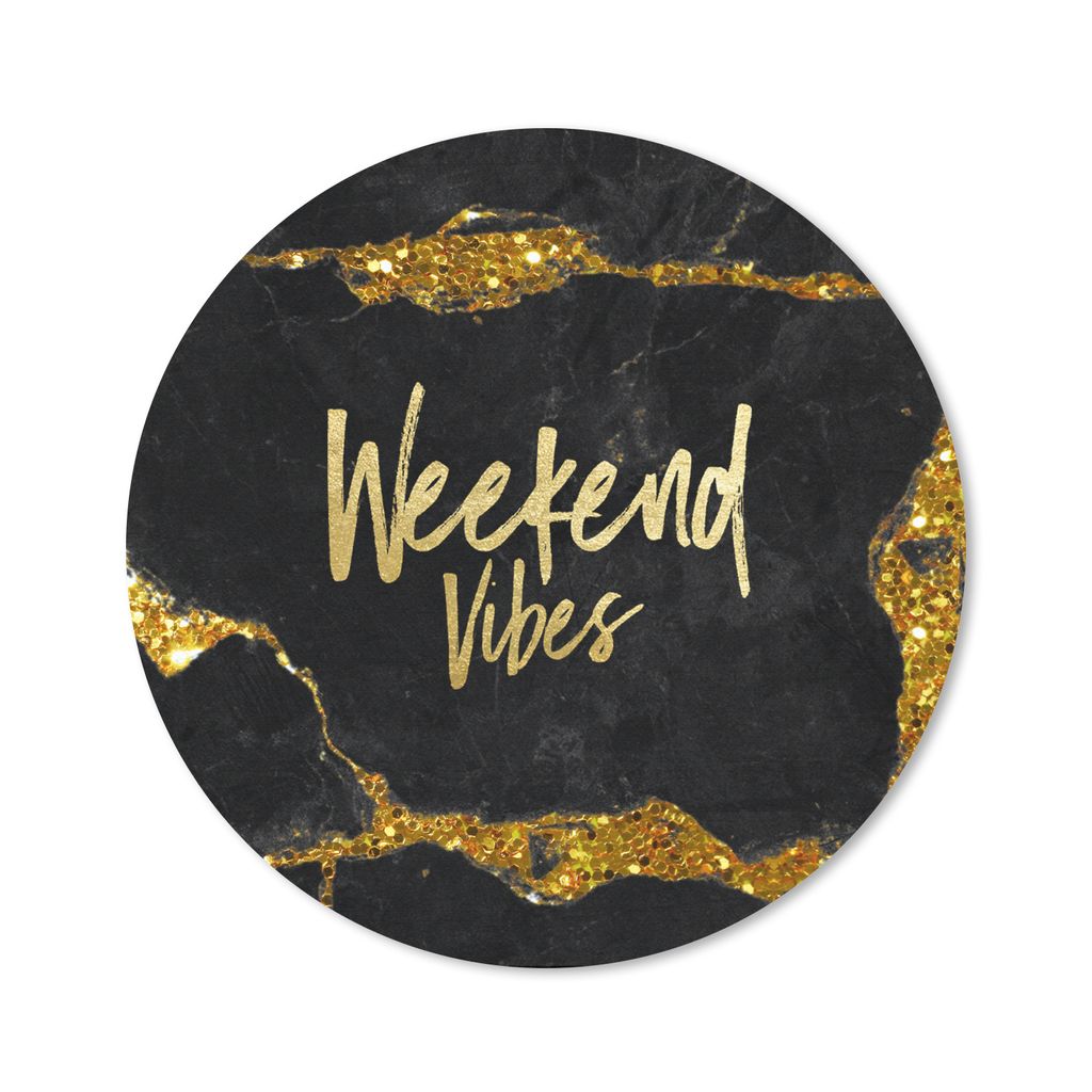MuchoWow Mauspad Mousepad Zitate - Wochenende - Gold - Glitzer 30x30 cm - Mousepads - Maus Mat - Pad - Mausunterlage - Tischunterlage - Schreibti...
