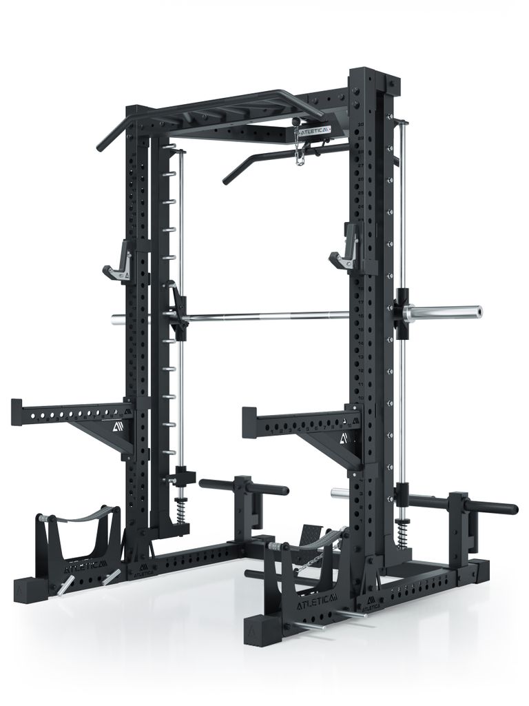ATLETICA R7 Nemesis | Plate Loaded Version | 203 cm Höhe | Squat Rack mit Multipresse und Latzug