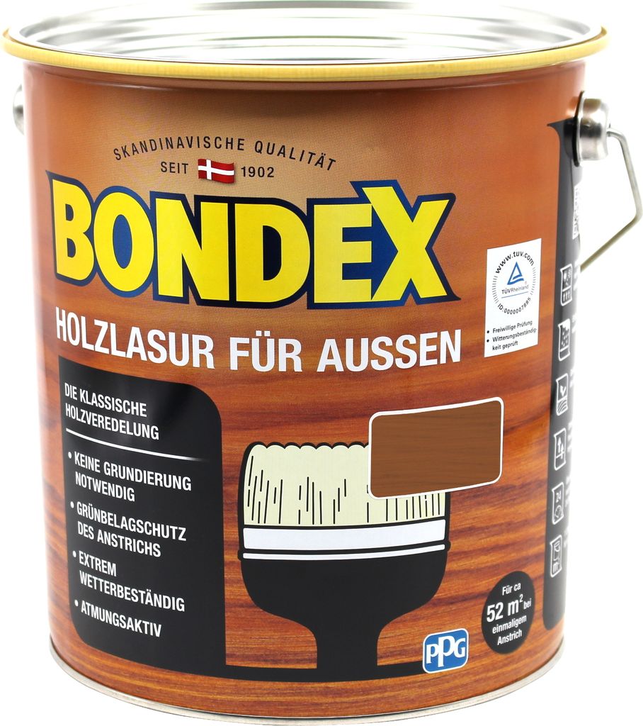 Bondex Holzlasur für Aussen teak 4L Holzschutzlasur Holz Lasur