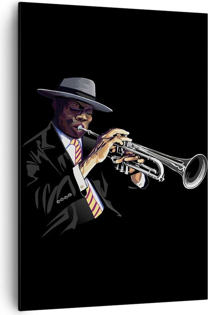 Bild auf Leinwand - Leinwandbild - Einteilig - Jazz Musik Musiker - 70x100cm - Wand Bild - Wanddeko - Wandbilder - Leinwanddruck - Wanddekoration -...