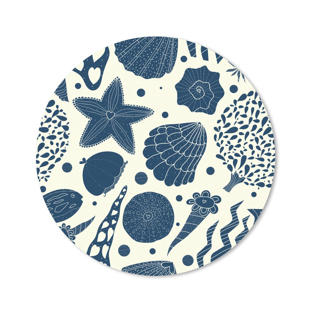 MuchoWow Mauspad Mousepad Muscheln - Strand - Blau - Muster 30x30 cm - Mousepads - Maus Mat - Pad - Mausunterlage - Tischunterlage - Schreibtisch...
