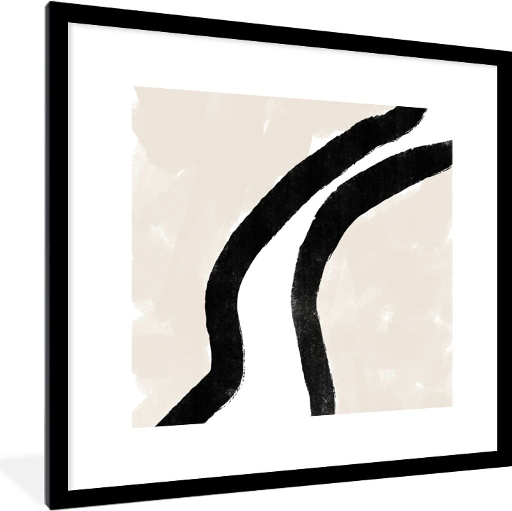 MuchoWow Gerahmtes Poster Abstrakt - Linie - Design - Pastell 40x40 cm - Poster mit Schwarzem Bilderrahmen Wandposter Rahmen Foto Bilder - Poster...