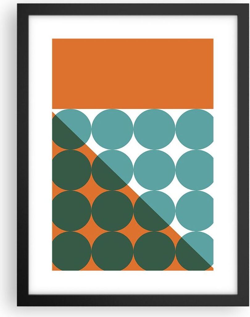 Gerahmtes Poster - Schwarzer Rahmen - Koliken Türkis Orange - 30x40 cm - Wand Bild - Wanddeko - Wandbilder - Kunstposter - Wandposter - Bilderrahm...