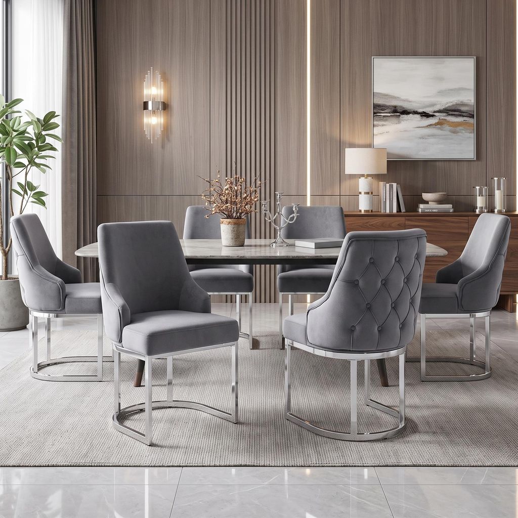 Flieks Esszimmerstühle 6er Set mit silber galvanisierte Produktbild 