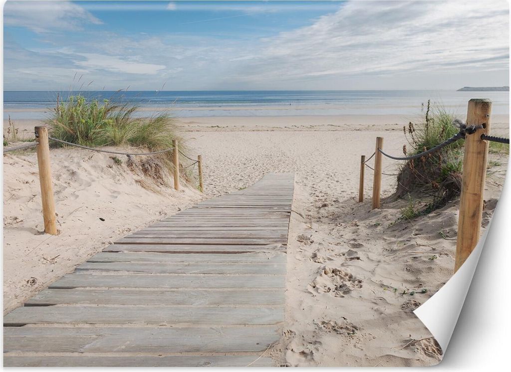 Vlies fototapete Straße zum Strand Landschaft 368x254 cm Feeby Beige inkl. Kleber einfache Montage