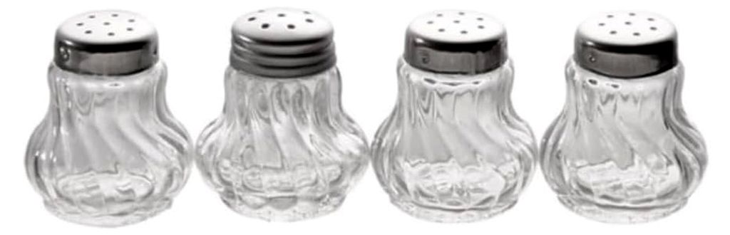 Ministreuer, Salz- und Pfefferstreuer, 4er Set aus Glas mit Edelstahldeckel, 3,5 x 3,5 cm, Höhe 4 cm