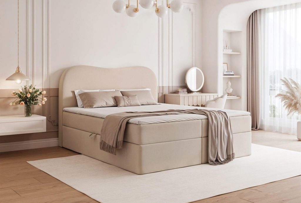 YOURHOUSE24 Boxspringbett NUAGE mit Stauraum Bonell+Topper (Farbe: dream velvet 202.17, Größe: 200x200 cm)