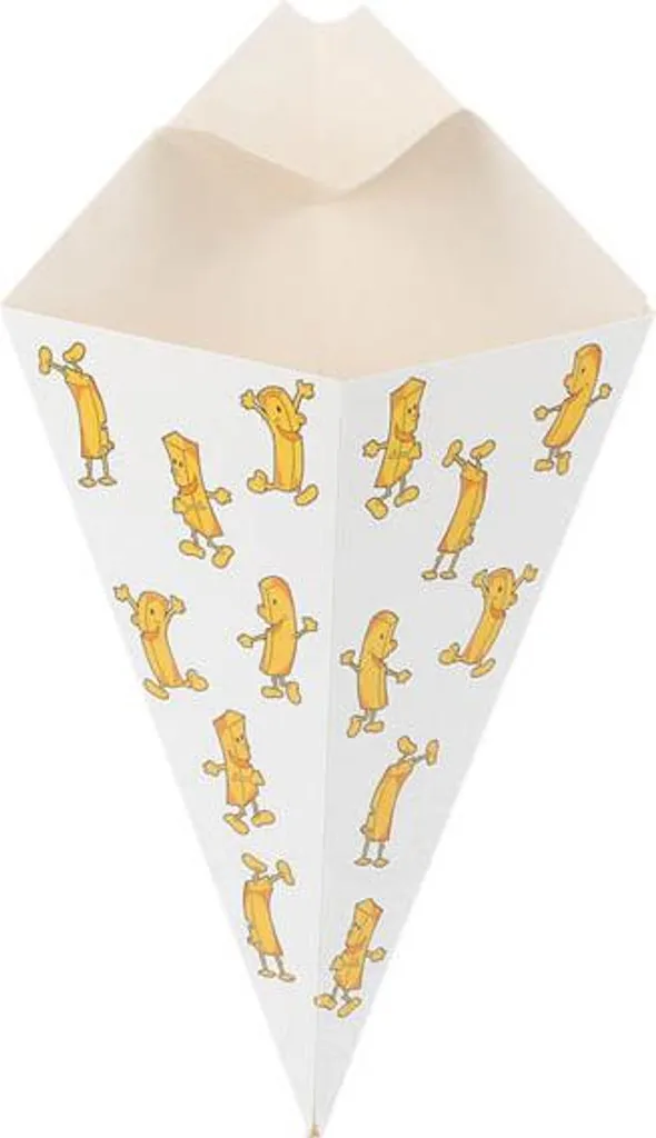 Cornets de frites en papier avec compartiment sauce intégré, 21x12,5 cm