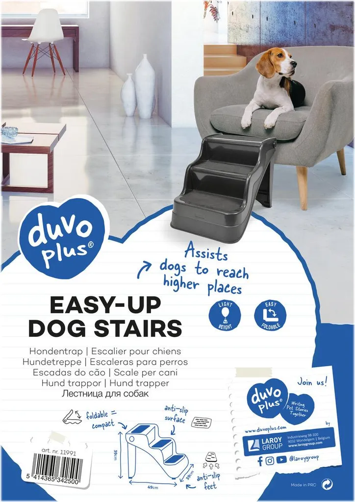 Escalier chien Duvo+ Easy-Up noir antidérapant - Structure stable