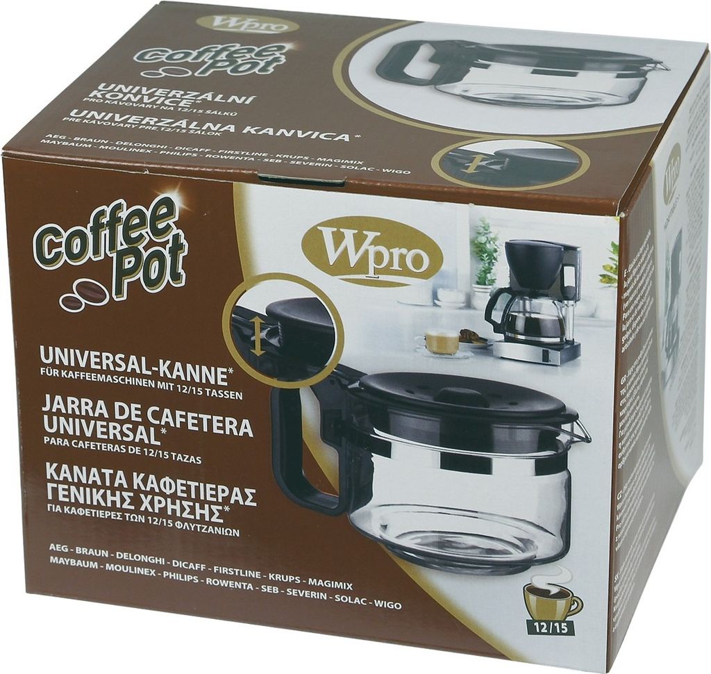 Glaskanne Kaffeekanne Whirlpool Bauknecht 484000000317 Wpro UCF100 Universal 12-15 Tassen Filterkaffeemaschine auch Indesit C00378332 Kaffeemaschine