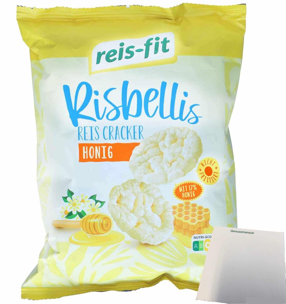 Reis-Fit Risbellis Reis Cracker Honig (40g Packung) + usy Block