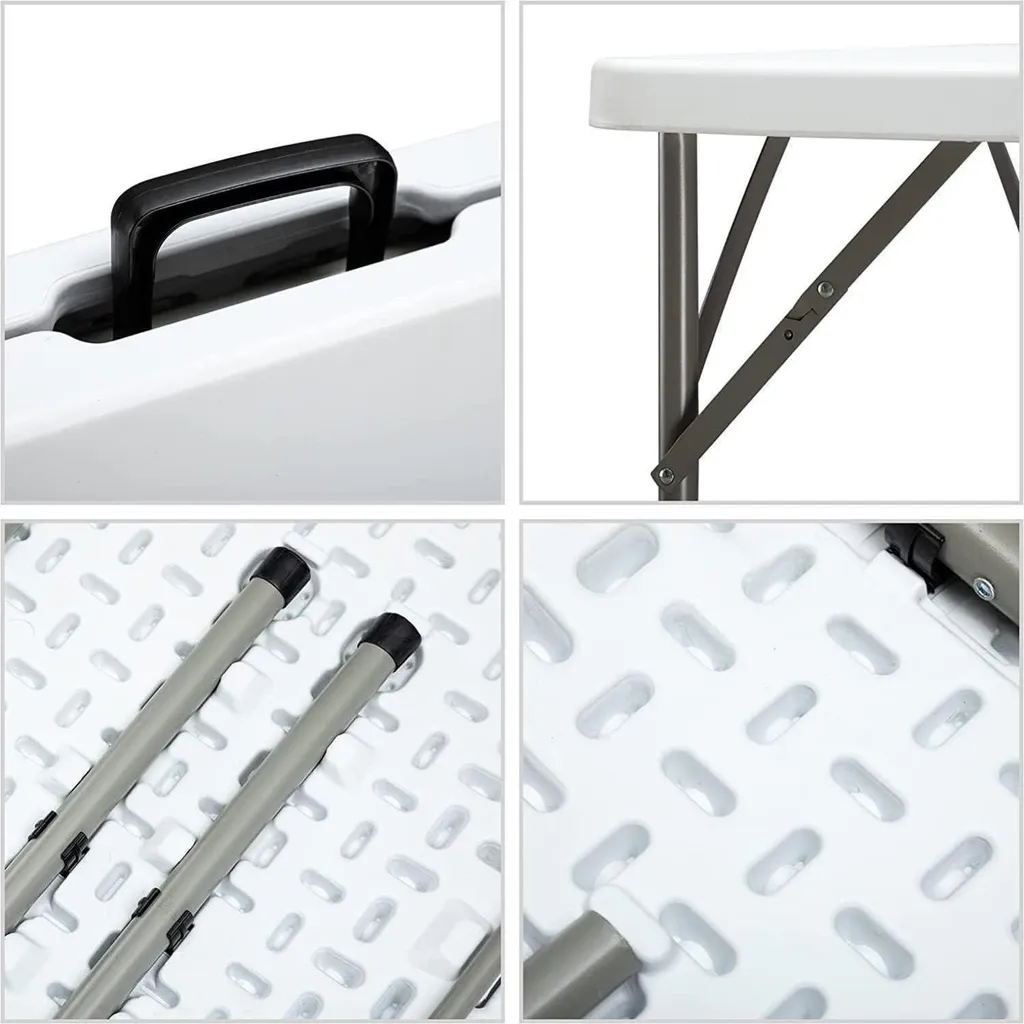 Table de camping pliante 87 cm blanche, table de buffet transportable - 6