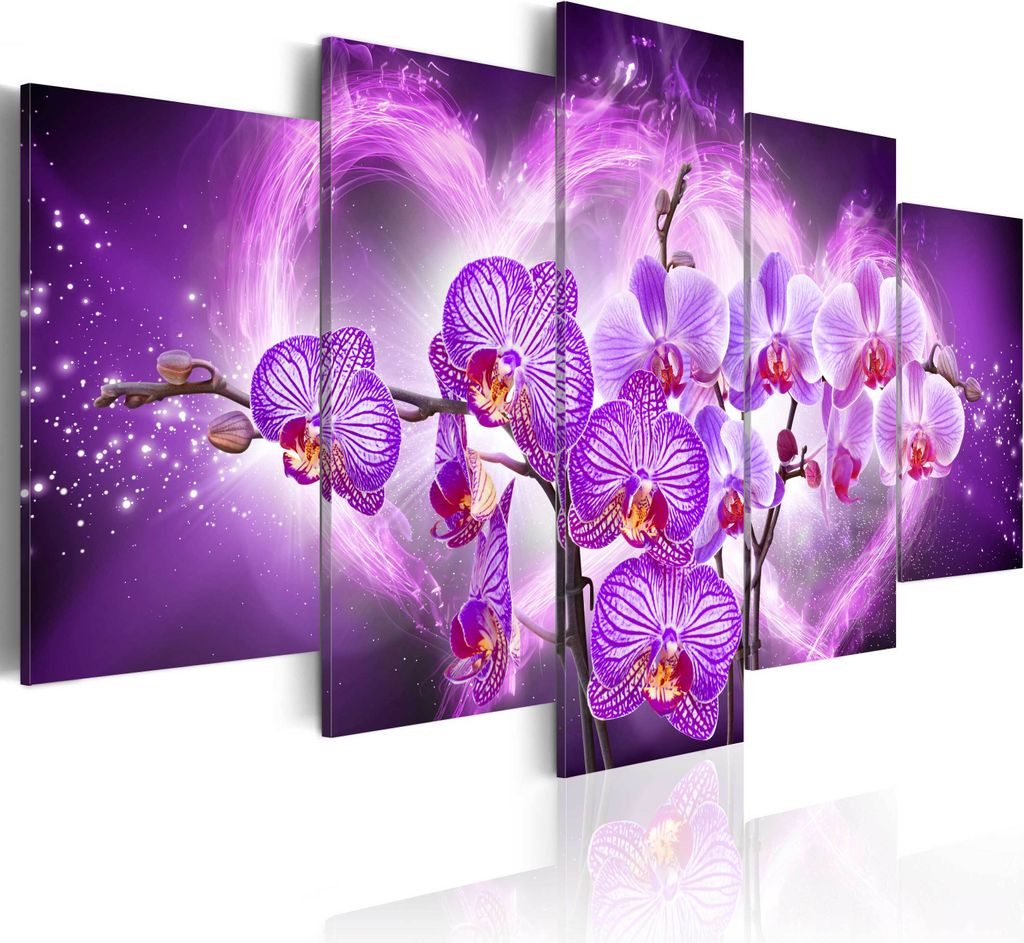 Leinwandbilder 200x100 cm b-A-0026-b-o Vlies Leinwandbild 5 tlg Kunstdruck modern Wandbilder XXL Wanddekoration Design Wand Bild BLUMEN ORCHIDEE