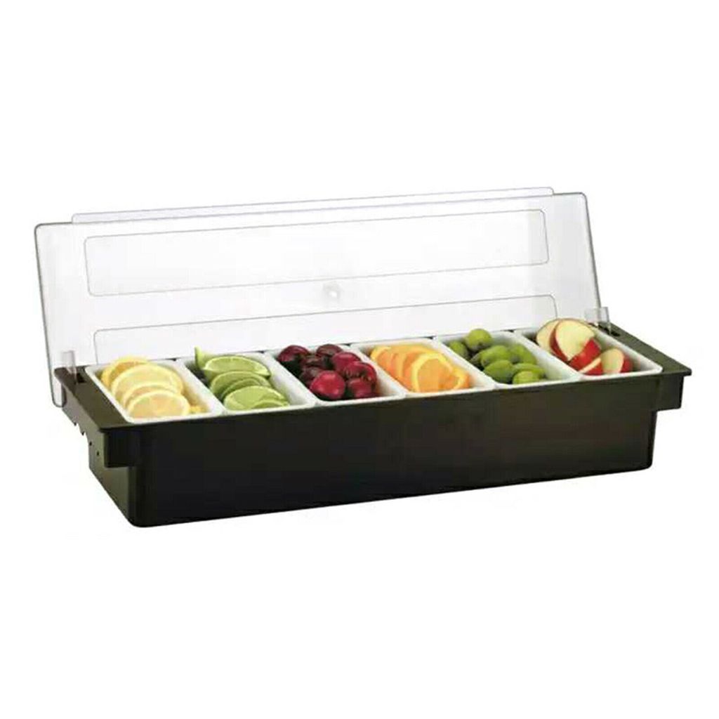 Beilagenbehälter Zutatenbehälter Zutatenbox Barbehälter 6Einsätzen Obst Edelstah 