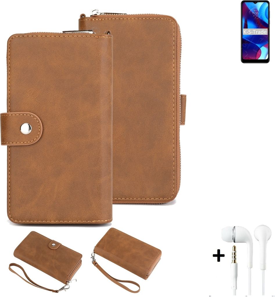K-S-Trade 2in1 Handyhülle kompatibel mit Motorola Moto G Pure + Kopfhörer Schutzhülle & Portemonnee Schutzhülle Tasche Handytasche Case Etui