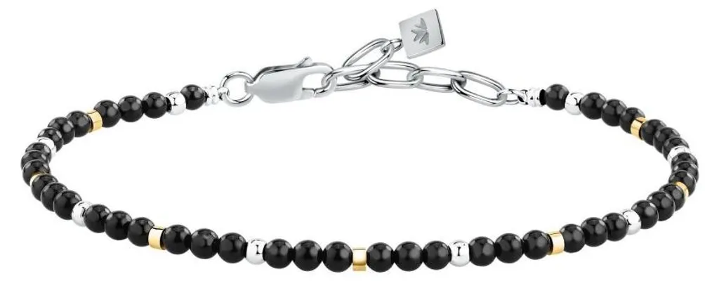 Bracelet minéral homme en onyx Terra S1759 - Bijou authentique noir mat