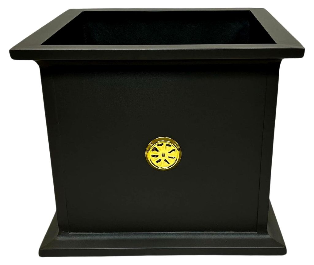 Pflanzkübel | pulverbeschichtet | Gummifüße | 49 cm B (Anthrazit | matt | mit goldenen Elementen)