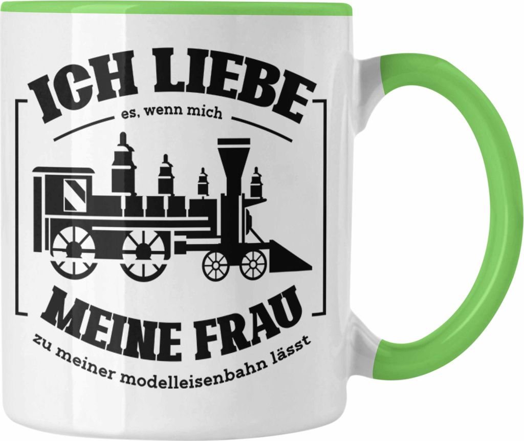 Trendation - Lustige Modelleisenbahn Tasse Geschenk für Eisenbahner (Grün)