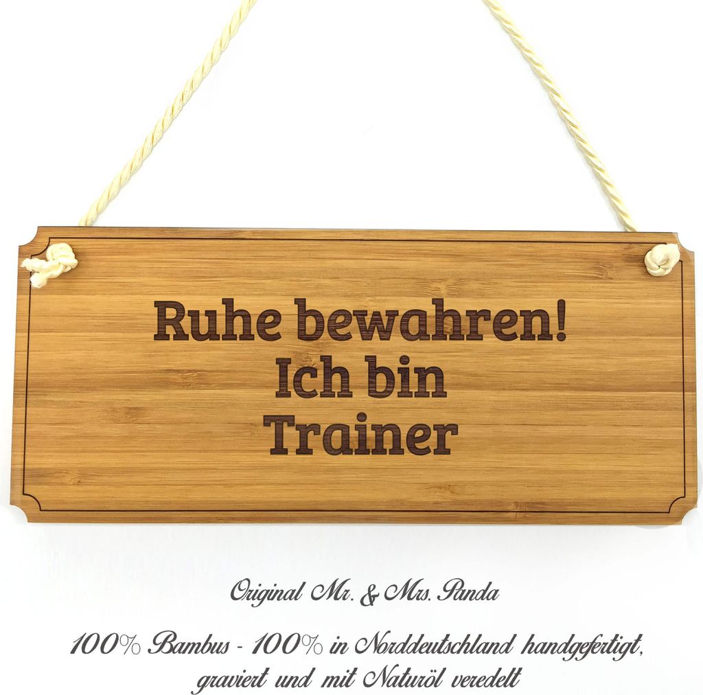 Mr. & Mrs. Panda Schild Trainer - Geschenk, Landhaus, Berufsausbildung, Wegweiser, Holz, Abschied, Shabby, Infotafel, Graviert, Türschild, Geschen...