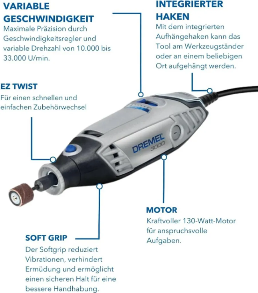 Dremel 3000-15 Multi-outil 130W à Vitesse Variable et Embout EZ Twist - 4