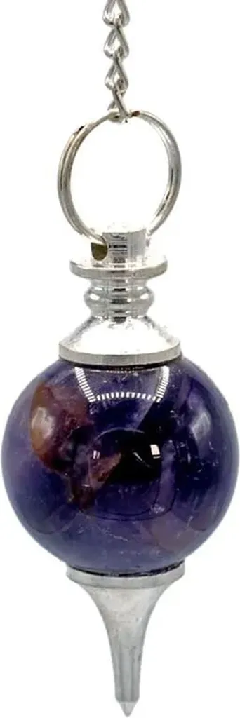 Pendule Améthyste Sphérique de 19g : Set de 2 avec Finition en Métal